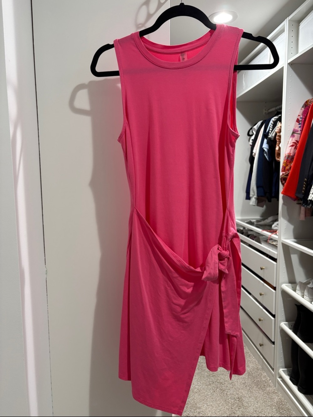 Beyond Yoga Sleeveless Hot Pink Tie-Waist Dress